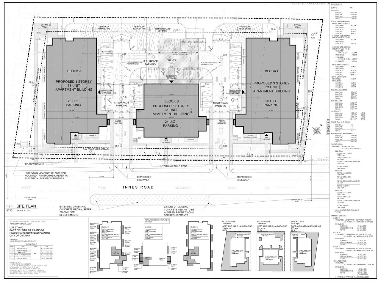 Construction site plan for project from page 23 of the file '2021-04-28 - Design Brief - D07-12-20-0164'