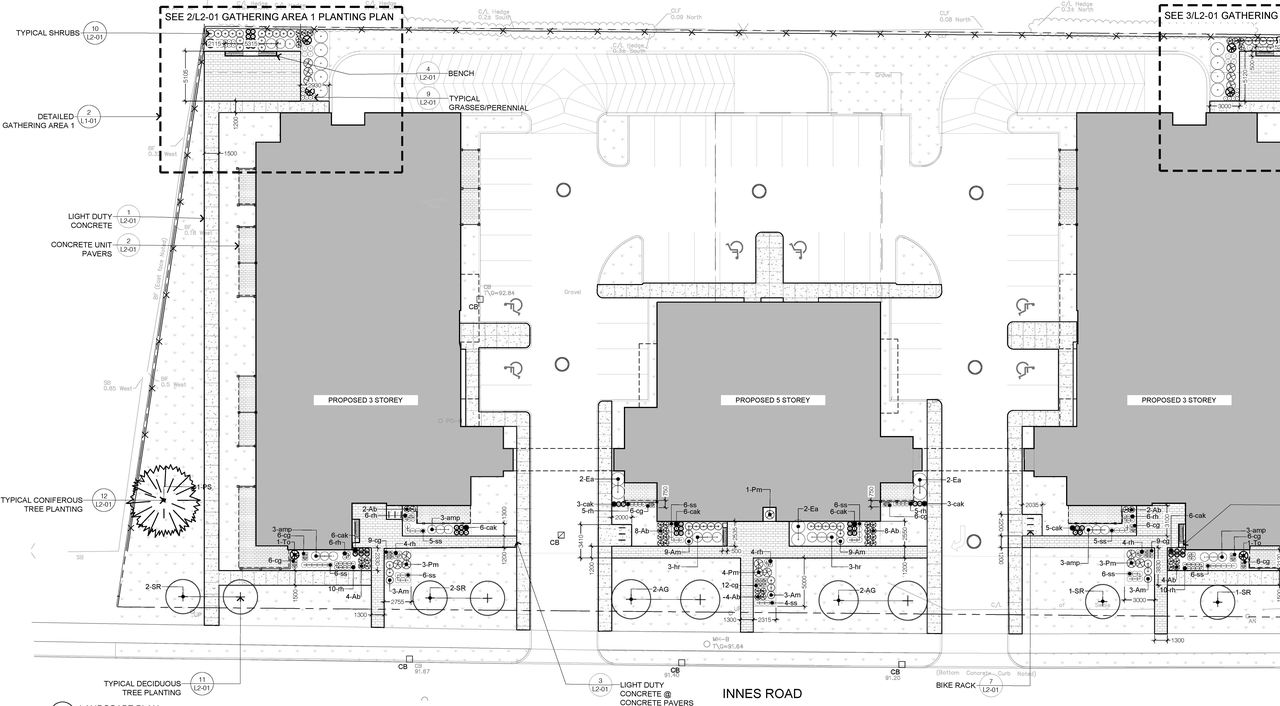 Construction site plan for project from page 24 of the file '2021-04-28 - Design Brief - D07-12-20-0164'