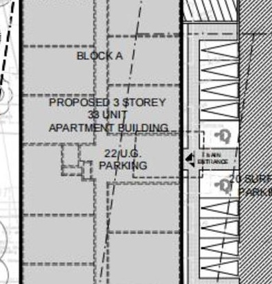 Construction site plan for project from page 8 of the file '2021-04-28 - Design Brief - D07-12-20-0164'
