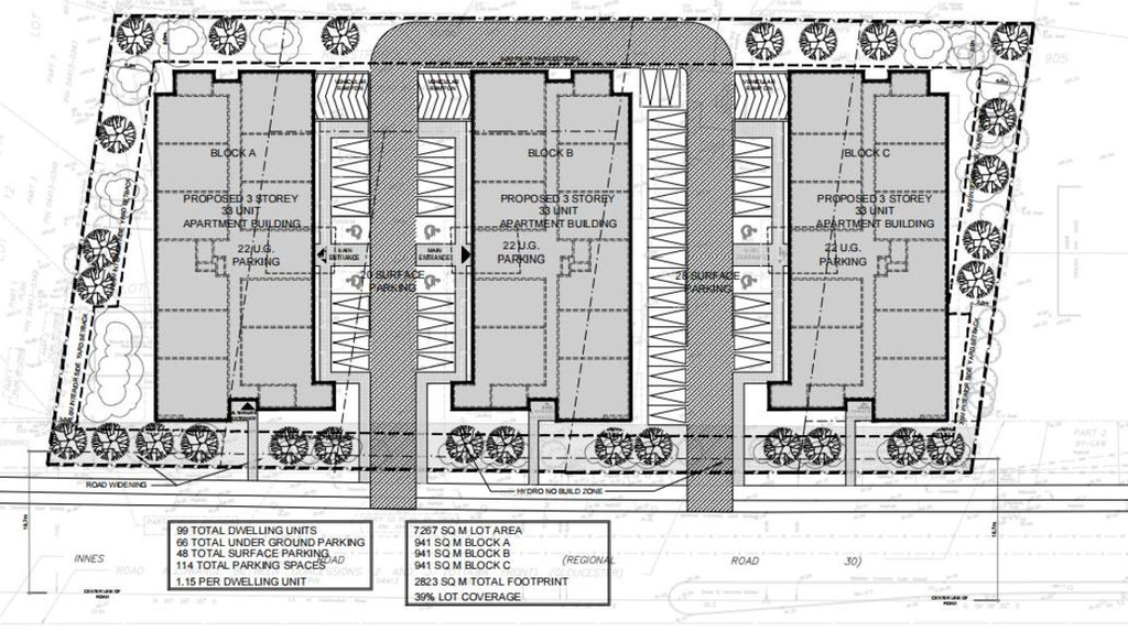 Construction site plan for project from page 8 of the file '2021-04-28 - Design Brief - D07-12-20-0164'