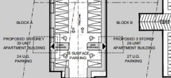 Construction site plan for project from page 9 of the file '2021-04-28 - Design Brief - D07-12-20-0164'