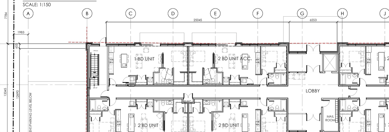 Construction site plan for project from page 1 of the file '2021-08-09 - Basement and Ground Floor Plan - D07-12-20-0167'
