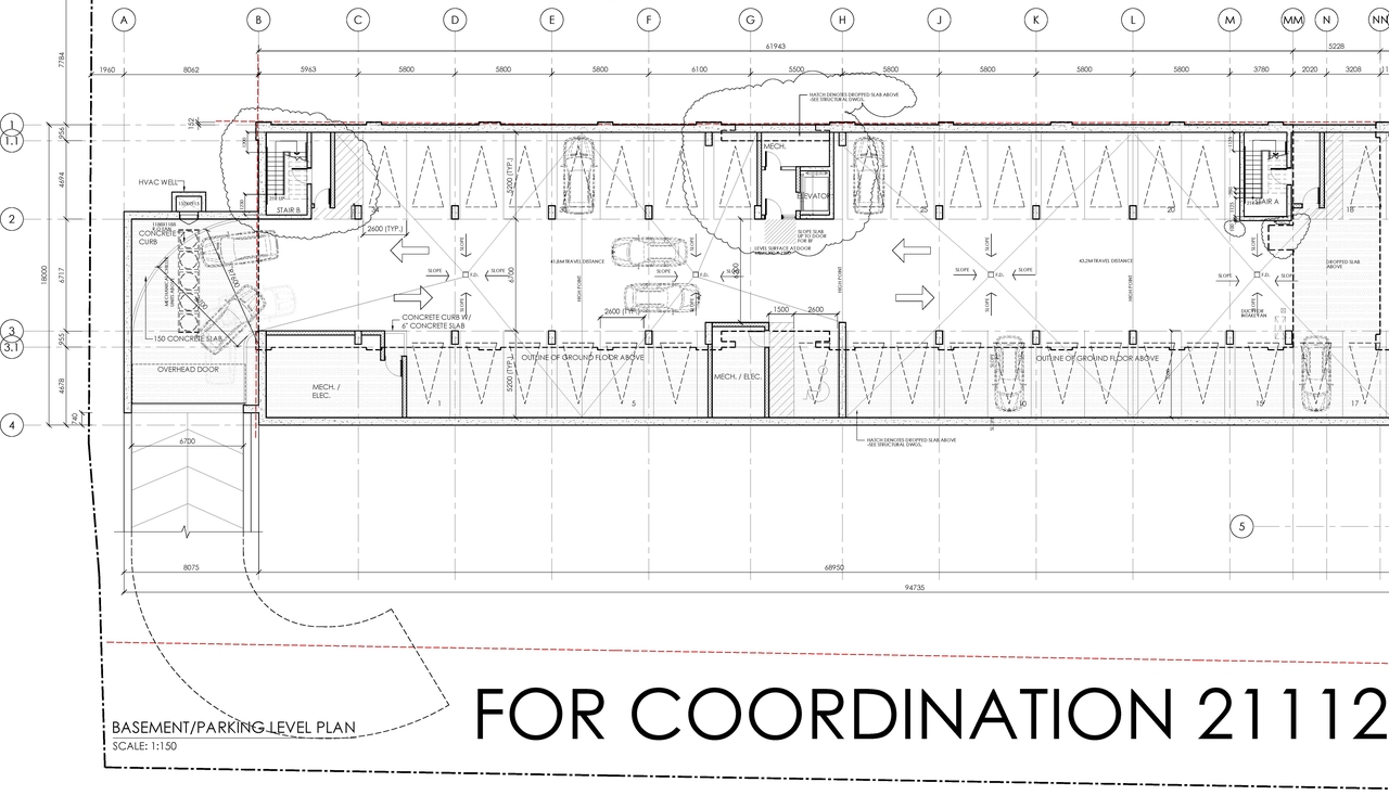 Construction site plan for project from page 1 of the file '2021-11-29 - Basement and Ground Floor Plan - D07-12-20-0167'