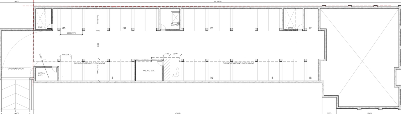 Construction site plan for project from page 1 of the file '2021-04-29 - Basement and Ground Floor Plan - D07-12-20-0167'