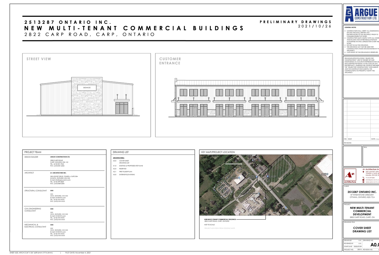 Construction site plan for project from page 1 of the file '2022-10-13 - Updated Floor Plans & Elevations - D07-12-21-0004'