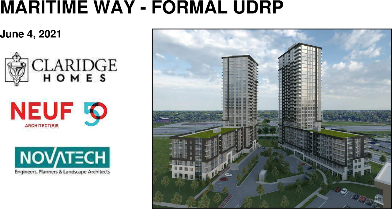 Rendering of building from page 1 of the file '2021-05-27 - Applicant Urban Design Review Panel Presentation - D07-12-21-0017'