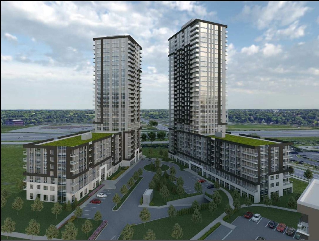 Rendering of building from page 1 of the file '2021-05-27 - Applicant Urban Design Review Panel Presentation - D07-12-21-0017'