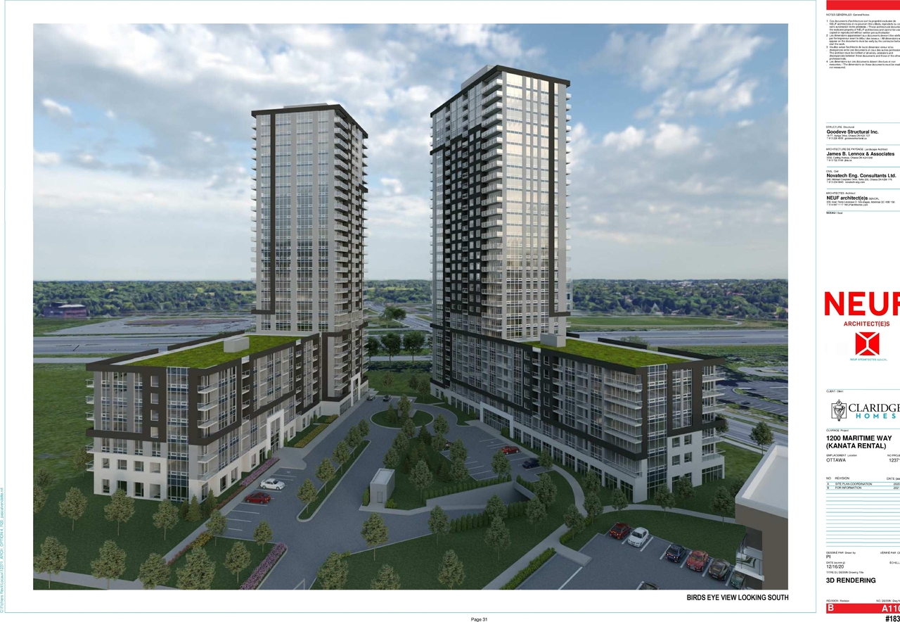 Rendering of building from page 32 of the file '2021-05-27 - Applicant Urban Design Review Panel Presentation - D07-12-21-0017'