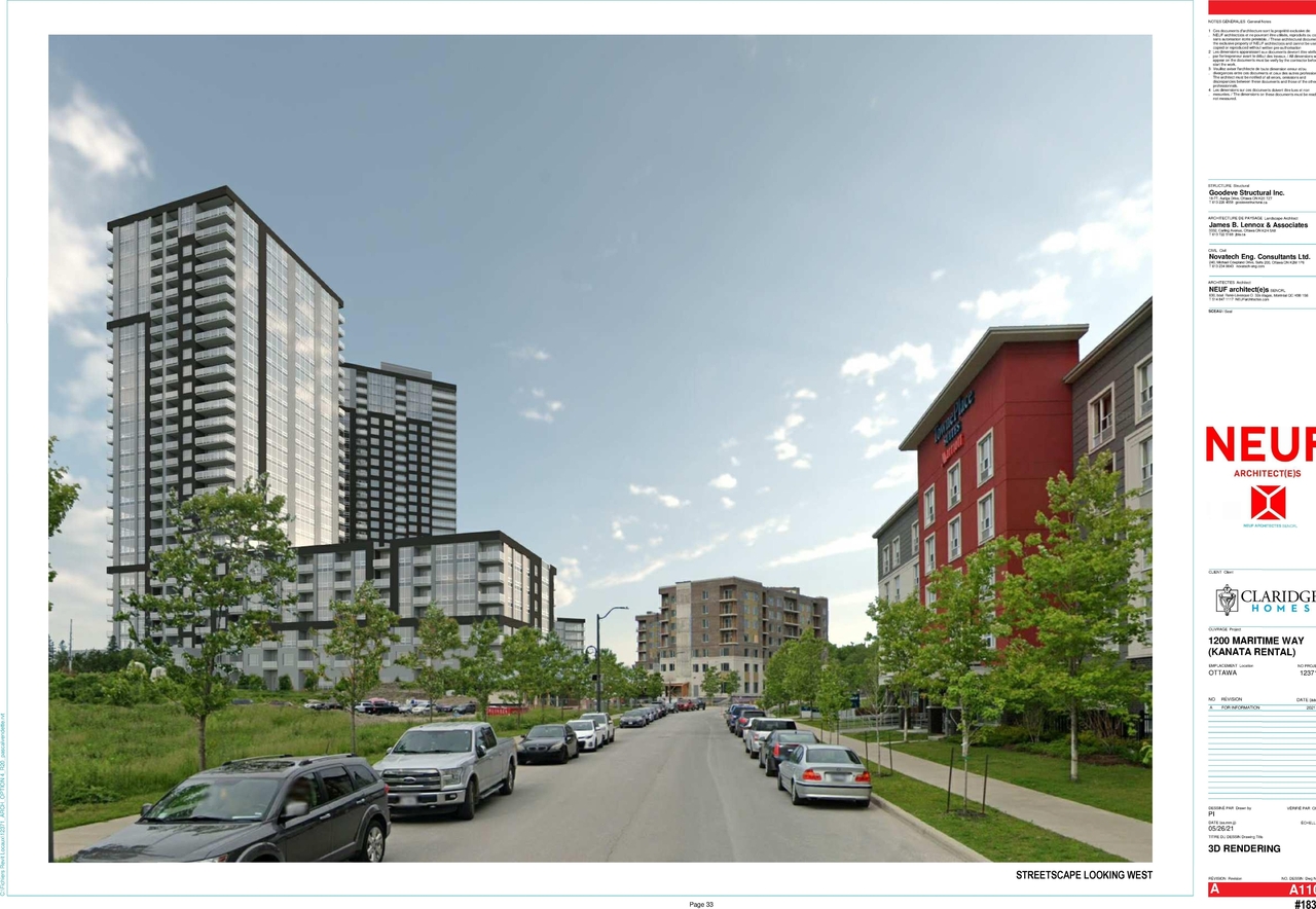 Rendering of building from page 34 of the file '2021-05-27 - Applicant Urban Design Review Panel Presentation - D07-12-21-0017'