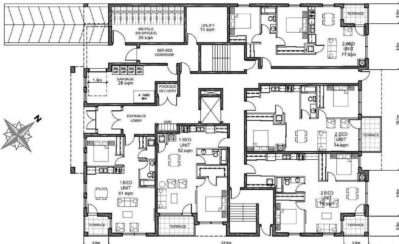 Floor plan for project from page 20 of the file '2023-01-06 - Design Brief - D07-12-21-0024'