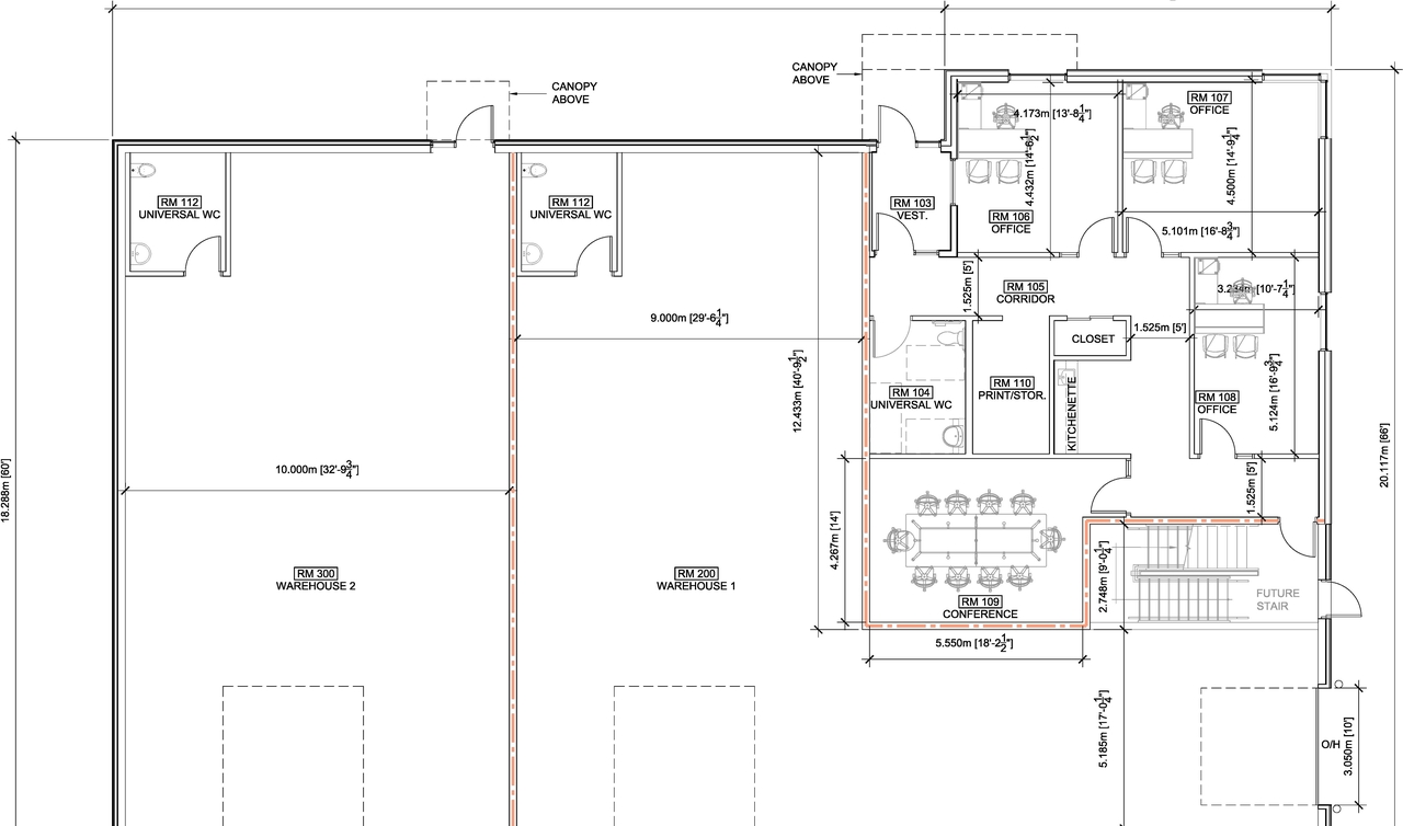 Construction site plan for project from page 1 of the file '2021-02-26 - Ground Floor Plan - D07-12-21-0027'