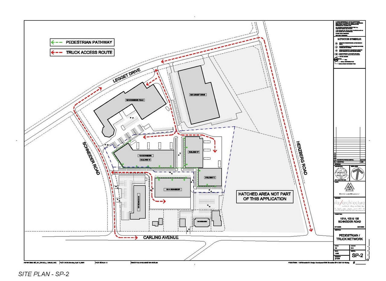 Construction site plan for project from page 5 of the file '2021-04-13 - Design Brief - D07-12-21-0044'