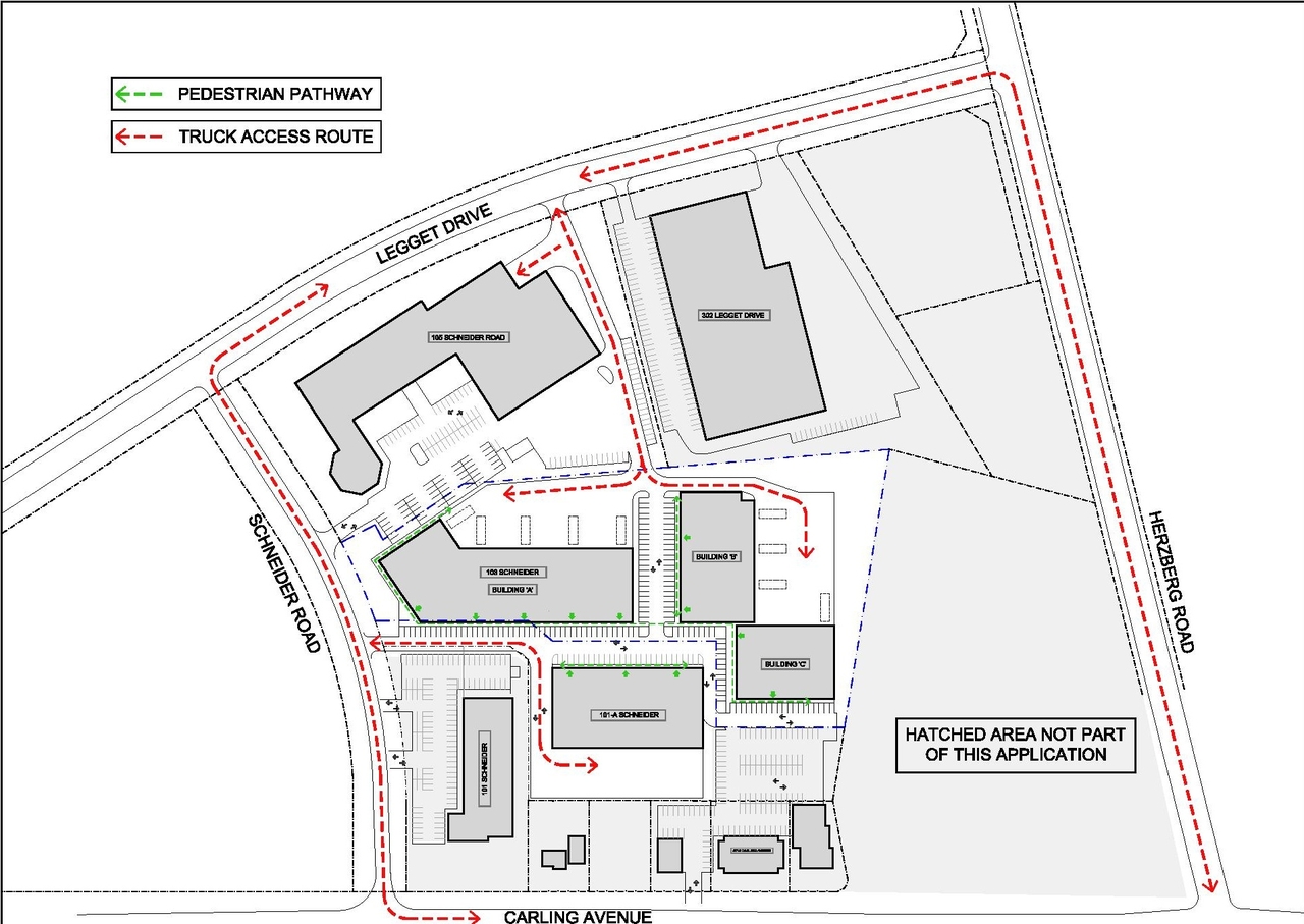 Construction site plan for project from page 5 of the file '2021-04-13 - Design Brief - D07-12-21-0044'
