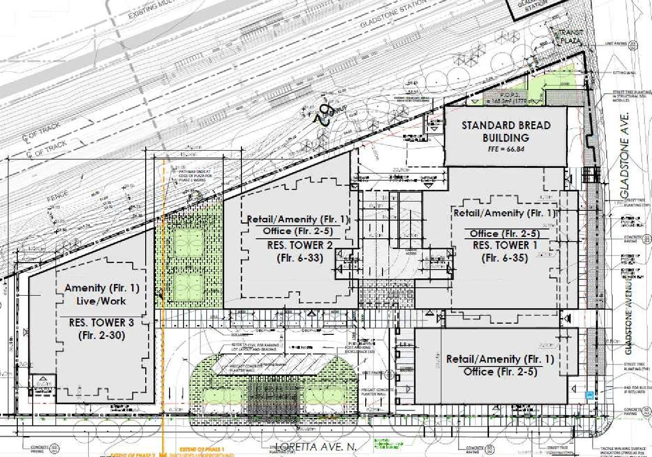 Construction site plan for project from page 11 of the file '2021-04-26 - Planning Rationale and Design Brief - D07-12-21-0053'