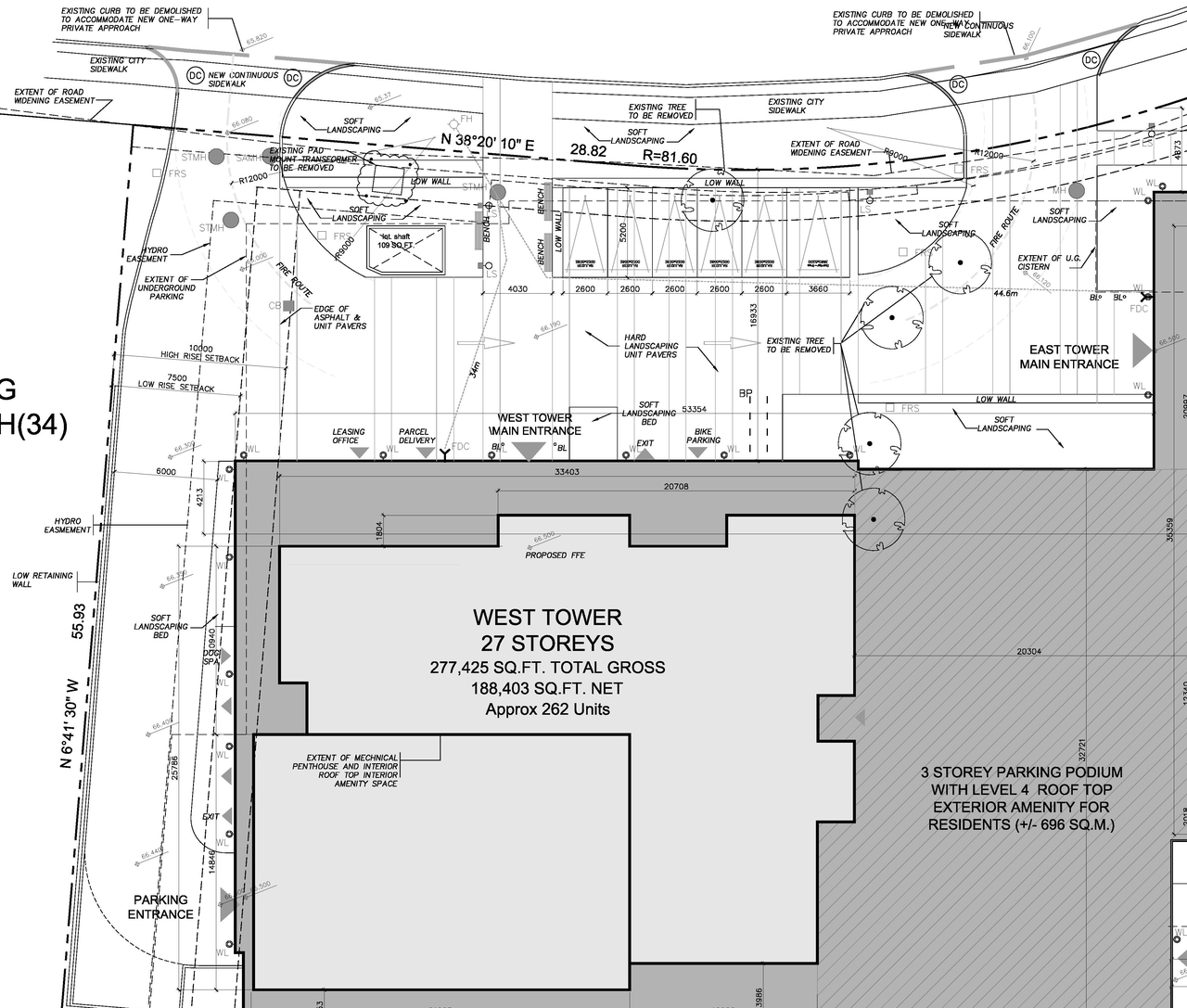 Construction site plan for project from page 1 of the file '2021-08-09 - Site Plan,Floor Plans and Building Sections - D07-12-21-0057'