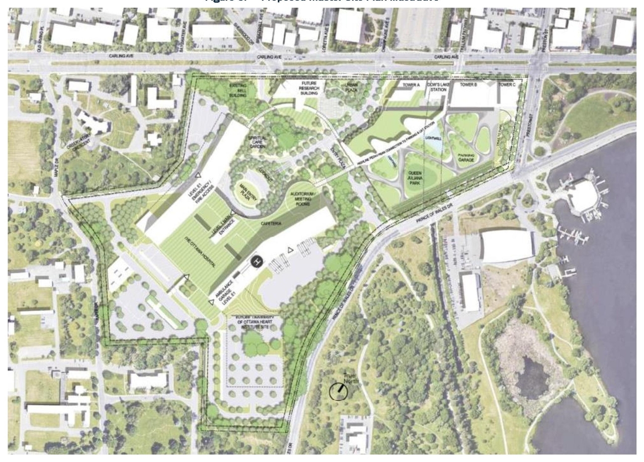 Construction site plan for project from page 20 of the file '2021-08-06 - Revised Design Brief and Planning Rationale - D07-12-21-0059'