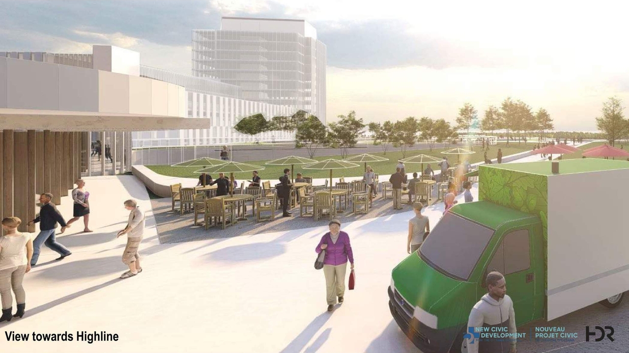 Rendering of building from page 41 of the file '2021-06-04 - Urban Design Review Panel Formal Package - D07-12-21-0059'