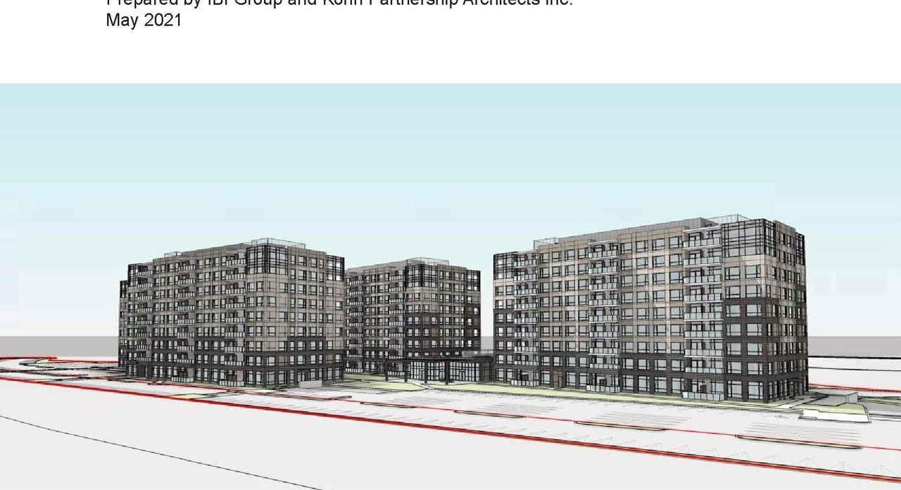 Rendering of building from page 1 of the file '2021-05-18 - Urban Design Brief - D07-12-21-0062'