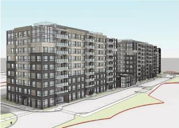 Rendering of building from page 13 of the file '2021-05-18 - Urban Design Brief - D07-12-21-0062'