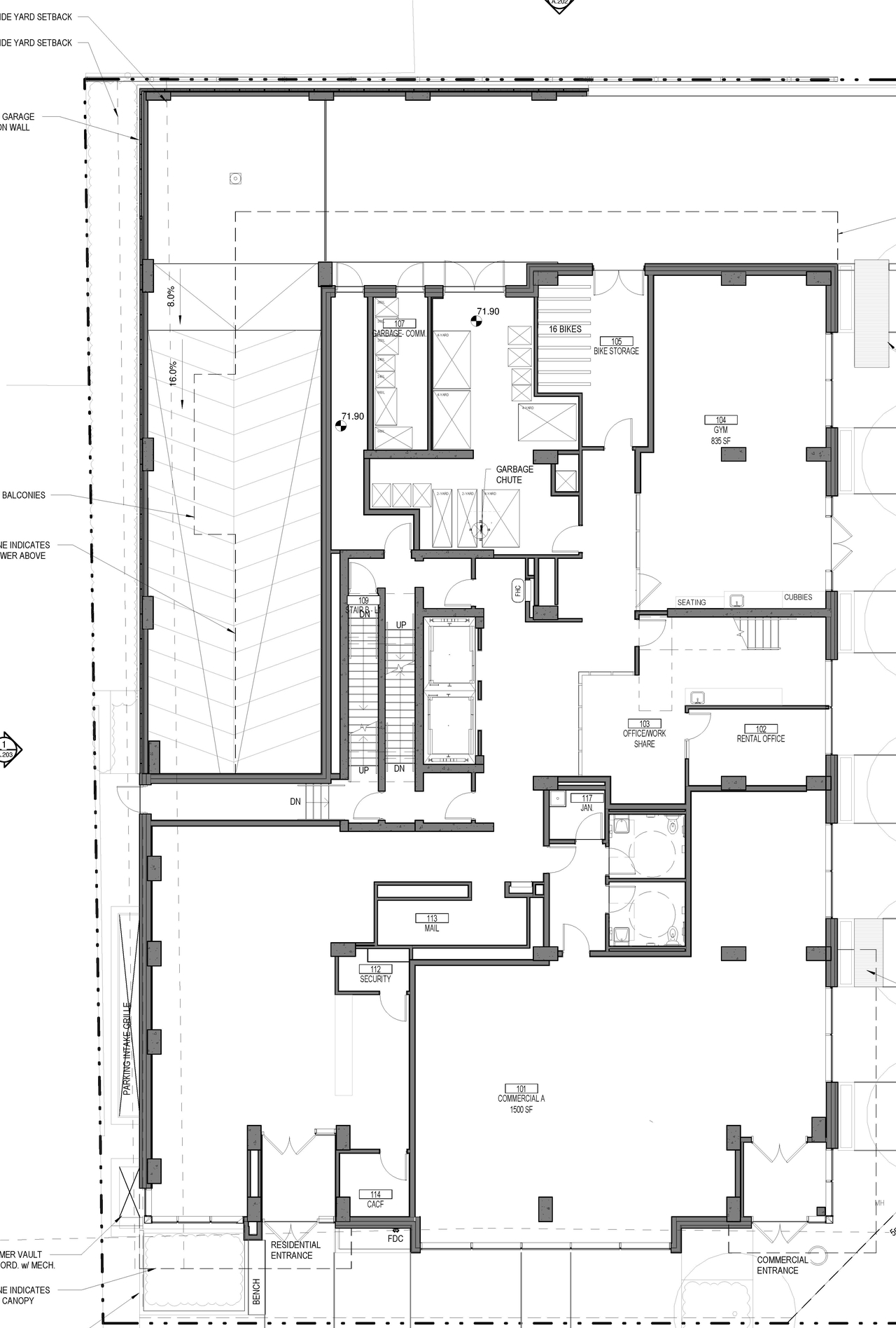 Construction site plan for project from page 4 of the file '2022-12-07 - Floor Plans - D07-12-21-0065'