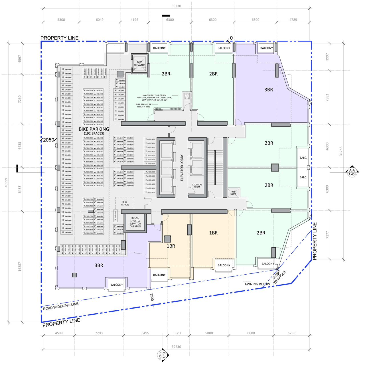 Floor plan for project from page 10 of the file '2023-05-05 - Statistics, Floor, Sections, Elevations, Views Plans - D07-12-21-0067'