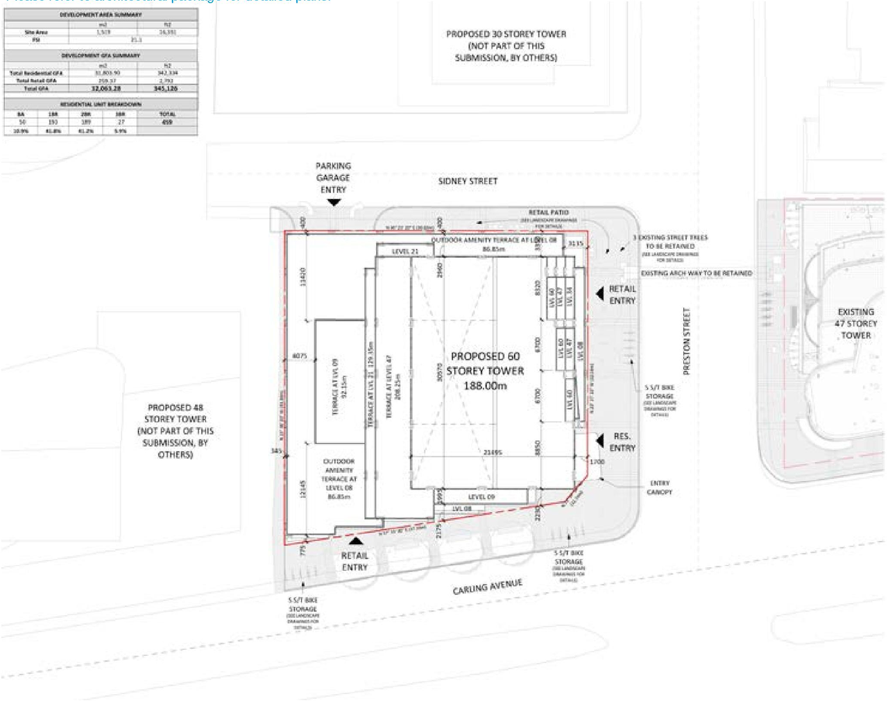 Construction site plan for project from page 26 of the file '2021-07-23 - Planning Rationale and Design Brief - D07-12-21-0067'
