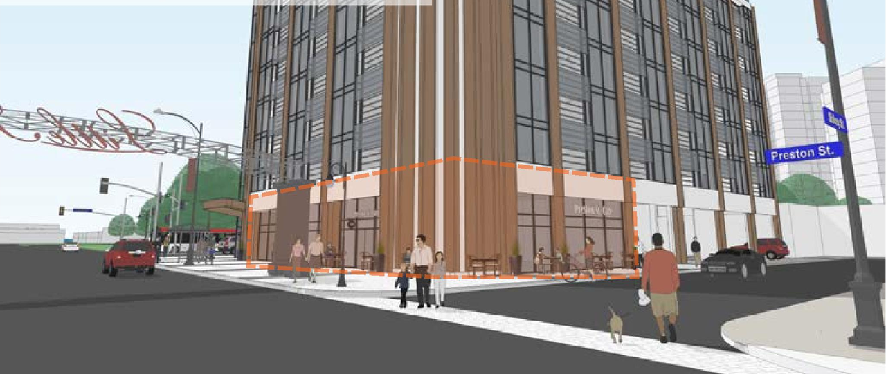 Rendering of building from page 52 of the file '2021-07-23 - Planning Rationale and Design Brief - D07-12-21-0067'