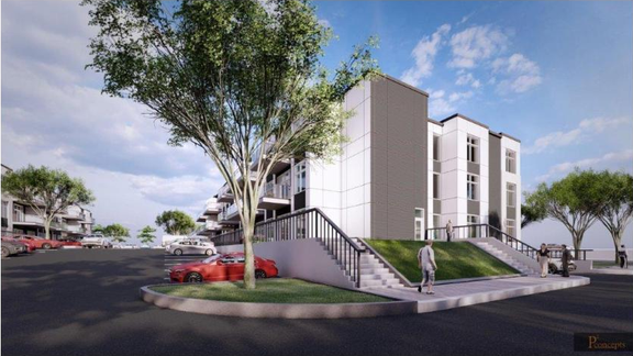 Rendering of building from page 12 of the file '2021-06-07 - Design Brief - D07-12-21-0081'