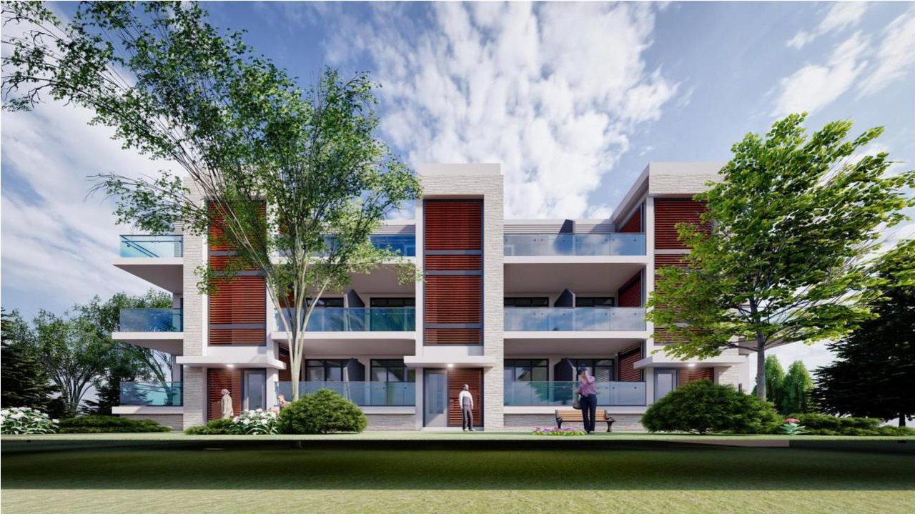 Rendering of building from page 11 of the file '2021-06-16 - Design Brief - D07-12-21-0084'