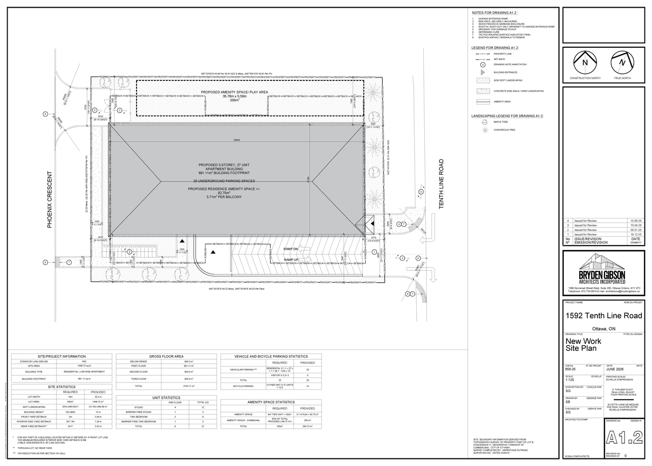 Construction site plan for project from page 1 of the file '2026-07-08 - Site Plan Floor Plan & Elevations - D07-12-21-0084'