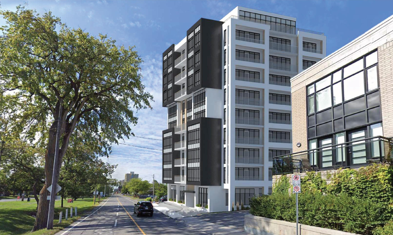 Rendering of building from page 19 of the file '2021-06-21 - Design Brief - D07-12-21-0088'