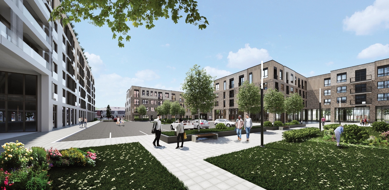 Rendering of building from page 63 of the file '2022-08-05 - Design Brief - D07-12-21-0089'