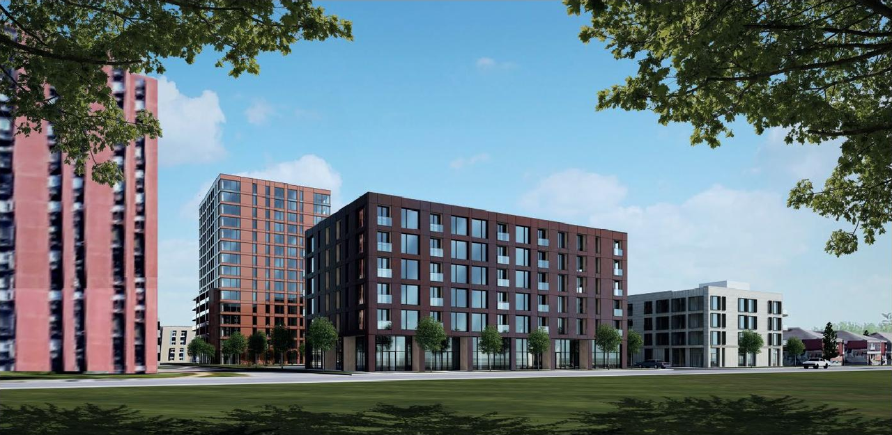 Rendering of building from page 39 of the file '2021-06-22 - Planning Rationale and Design Brief - D07-12-21-0089'
