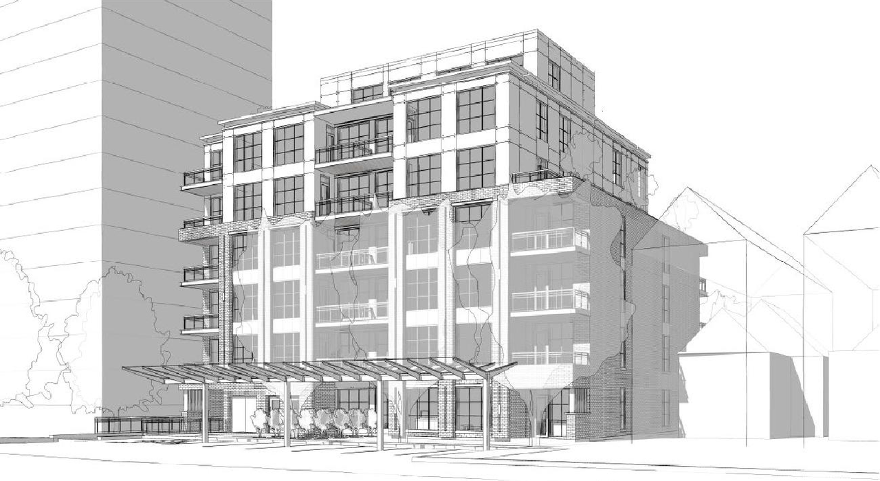 Rendering of building from page 3 of the file '2021-12-14 - Design Brief - D07-12-21-0090'