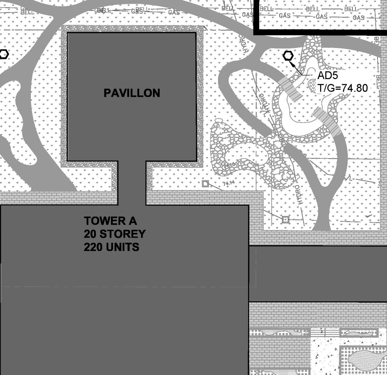 Construction site plan for project from page 24 of the file '2021-12-20 - REVISION 3 Site Servicing Design Brief - D07-12-21-0092'