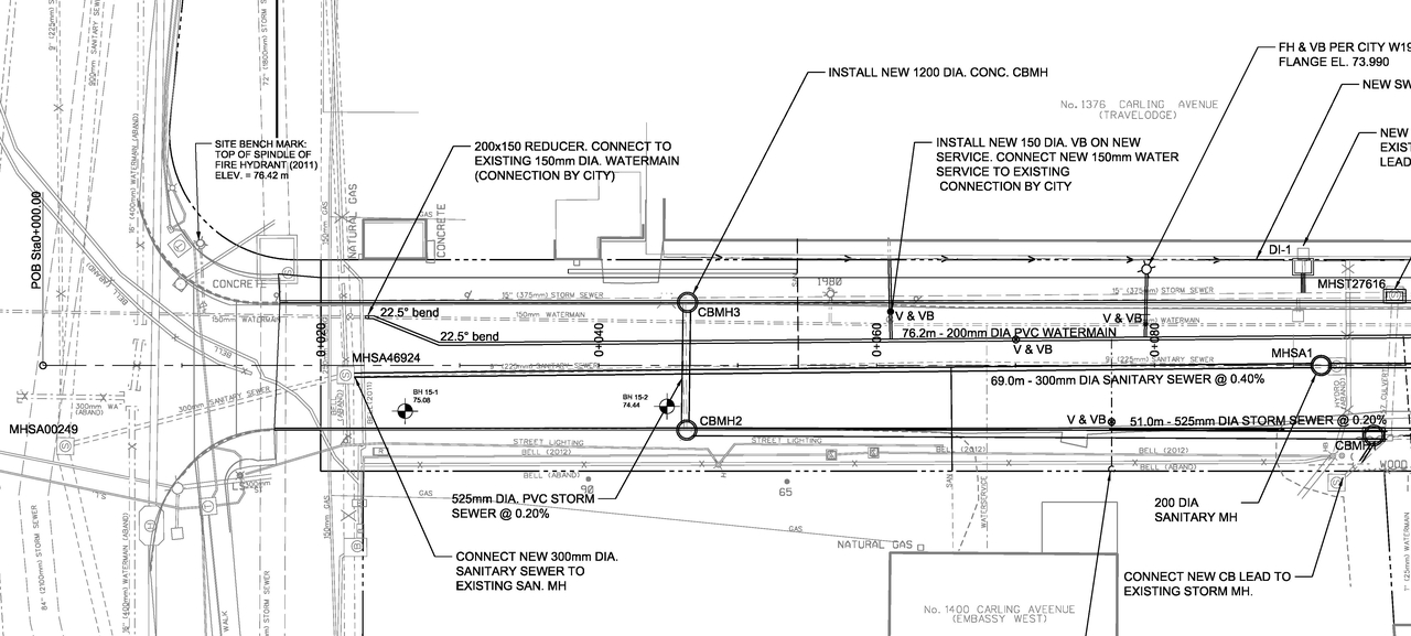Construction site plan for project from page 73 of the file '2021-12-20 - REVISION 3 Site Servicing Design Brief - D07-12-21-0092'