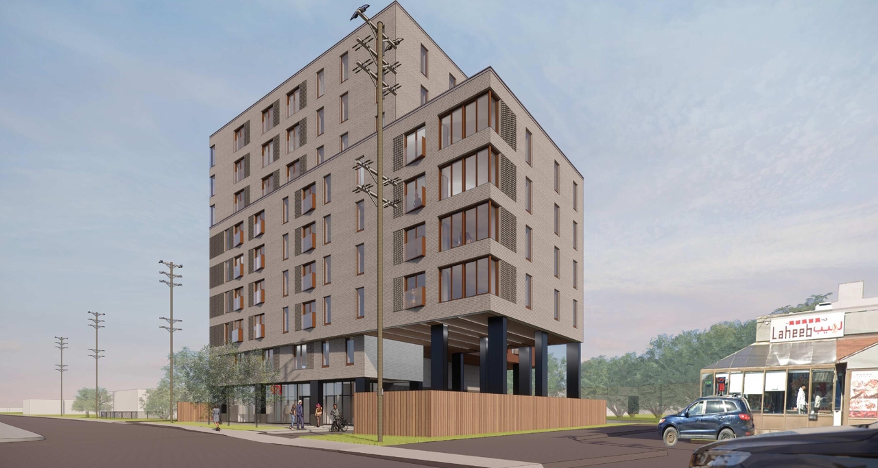 Rendering of building from page 10 of the file '2021-06-29 - Urban Design Package - D07-12-21-0094'