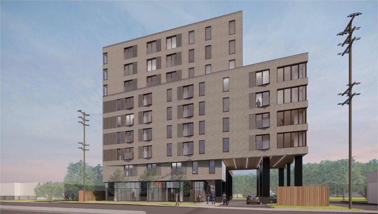 Rendering of building from page 12 of the file '2021-06-29 - Urban Design Package - D07-12-21-0094'