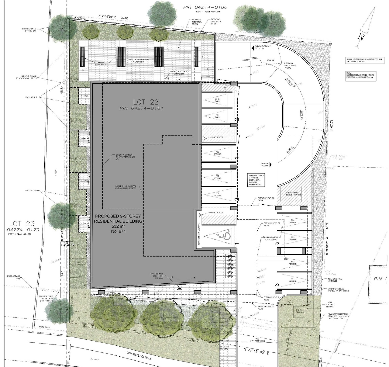 Construction site plan for project from page 7 of the file '2021-06-29 - Urban Design Package - D07-12-21-0094'