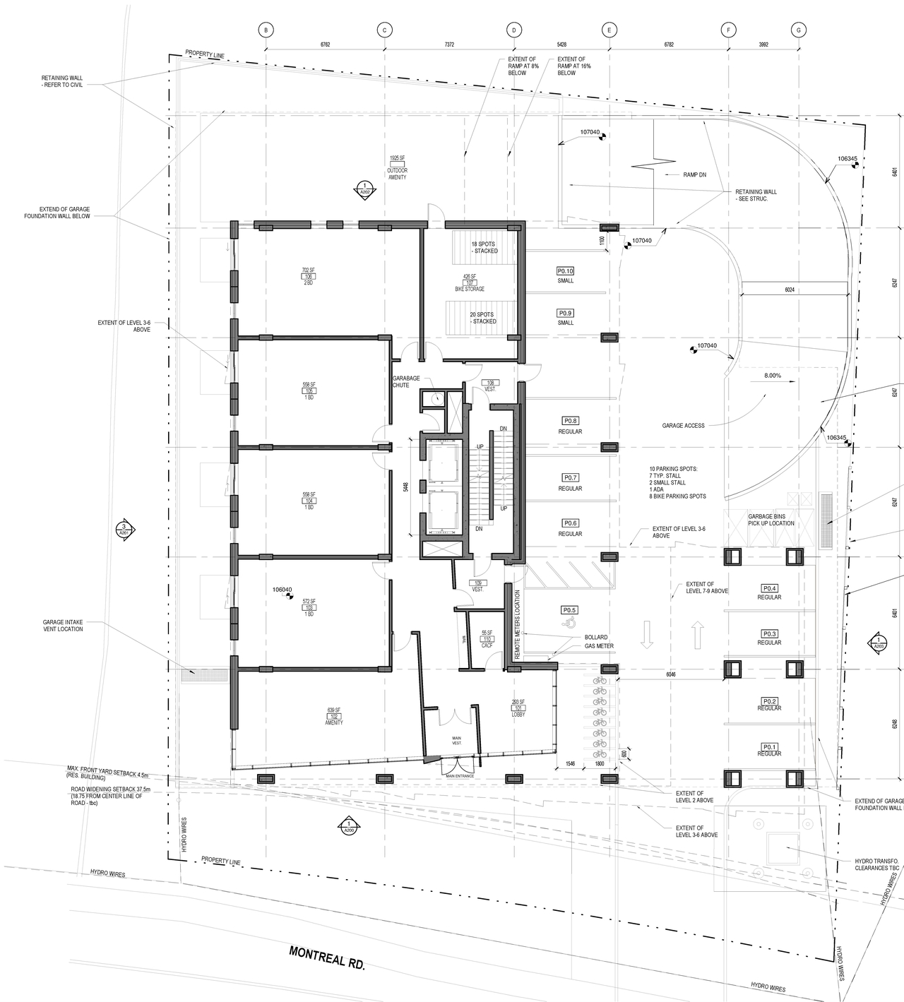 Construction site plan for project from page 2 of the file '2022-10-07 - Floor Plans - D07-12-21-0094'