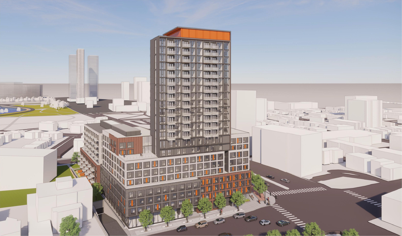 Rendering of building from page 5 of the file '2022-12-30 - Perspectives - D07-12-21-0108'