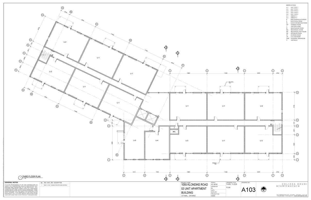 Floor plan for project from page 1 of the file '2021-07-20 - Third Floor Plan - D07-12-21-0109'