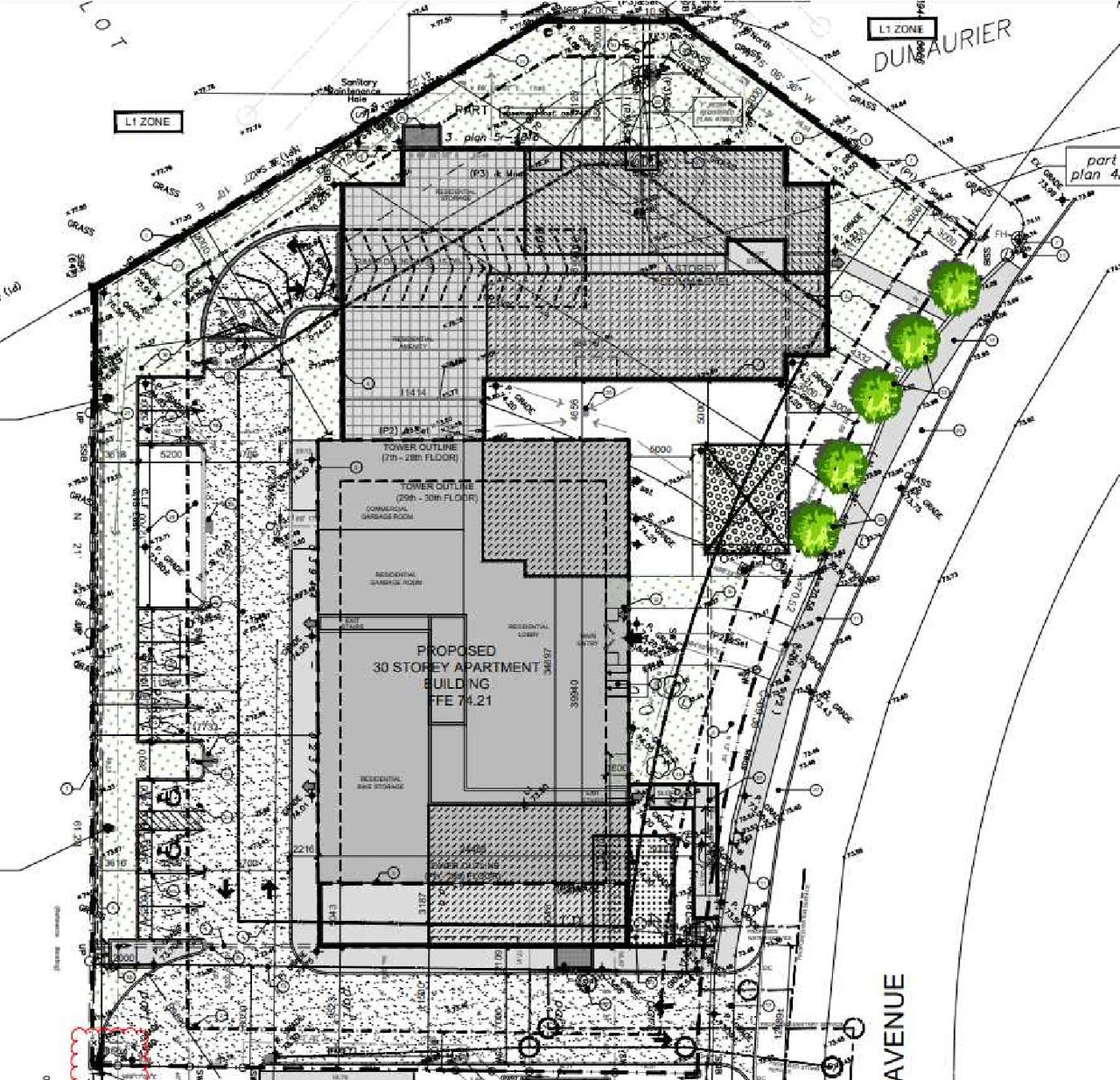 Construction site plan for project from page 13 of the file '2021-07-29 - Planning Rationale and Design Brief - D07-12-21-0110'