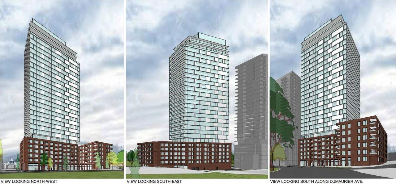 Rendering of building from page 15 of the file '2021-07-29 - Planning Rationale and Design Brief - D07-12-21-0110'