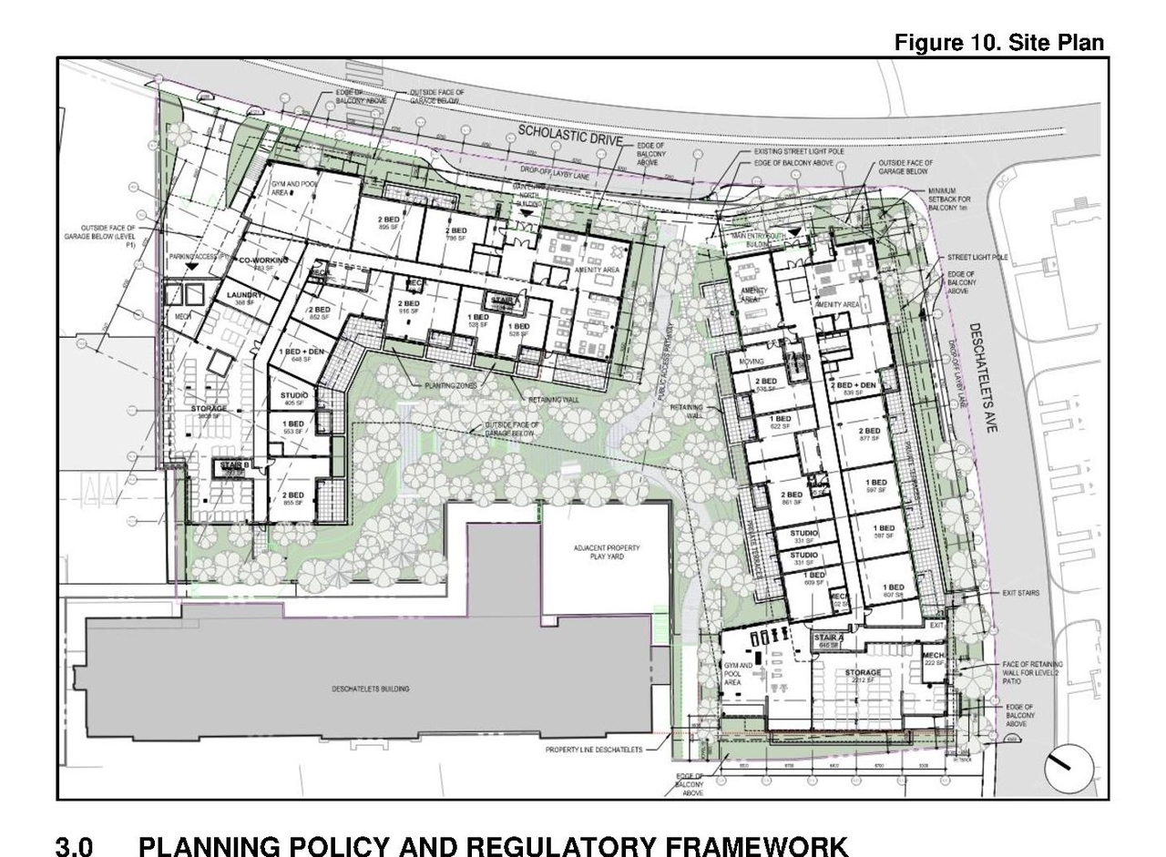 Construction site plan for project from page 15 of the file '2021-07-26 - Planning Rationale and Design Brief - D07-12-21-0111'