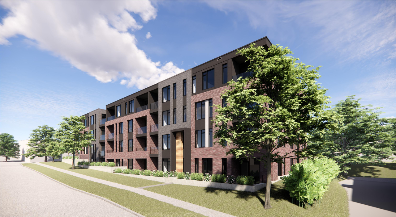 Rendering of building from page 10 of the file '2024-03-08 - Design Brief - D07-12-21-0112'