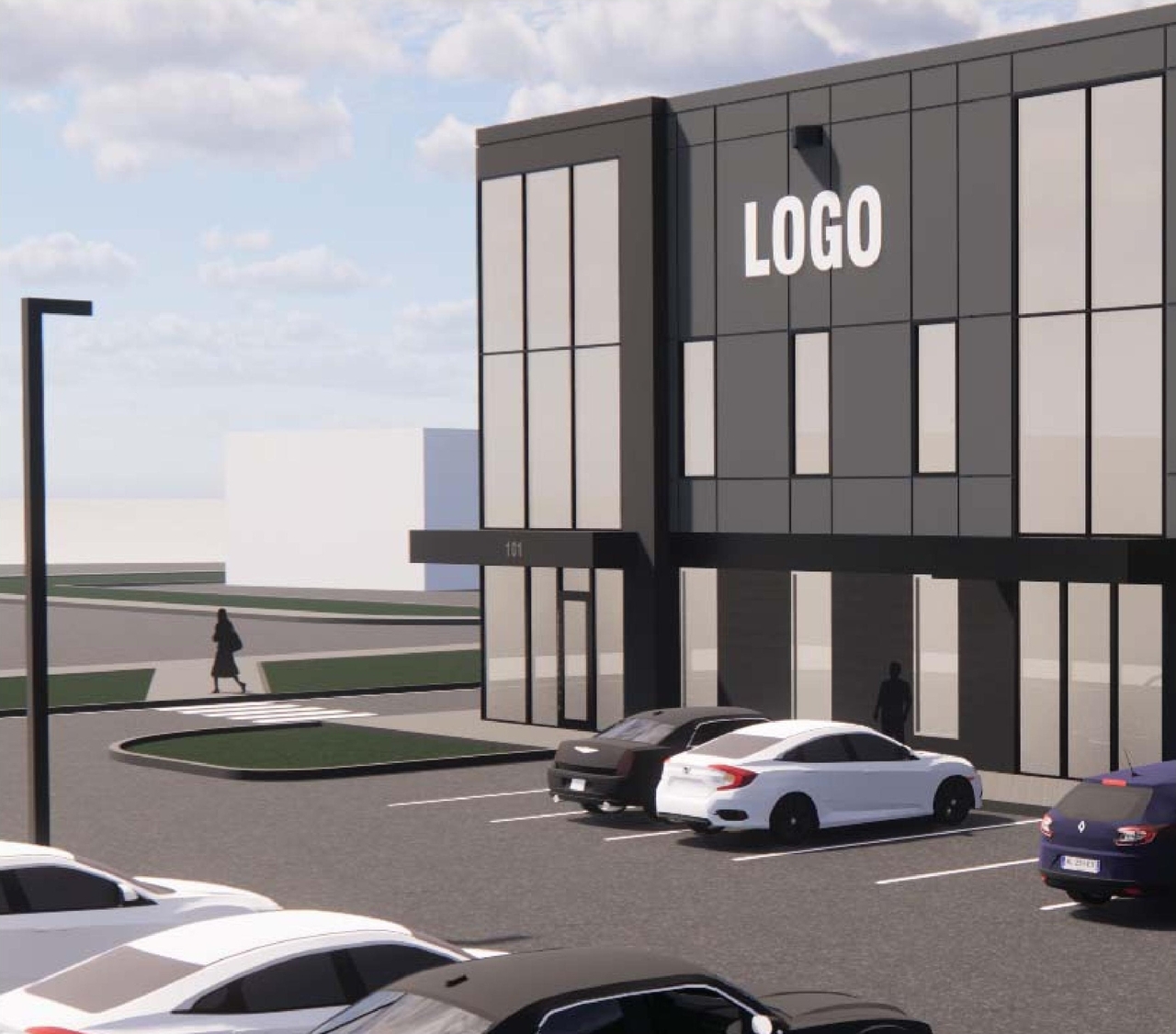 Rendering of building from page 1 of the file '2021-07-29 - Design Brief - D07-12-21-0114'