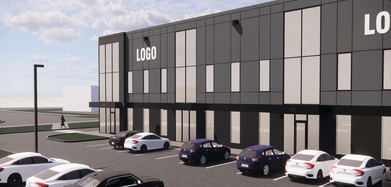 Rendering of building from page 10 of the file '2021-07-29 - Design Brief - D07-12-21-0114'