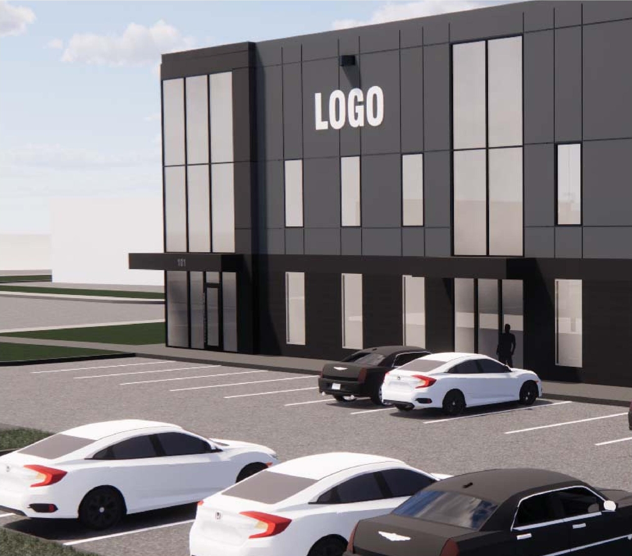 Rendering of building from page 1 of the file '2021-11-15 Design Brief D07-12-21-0114'