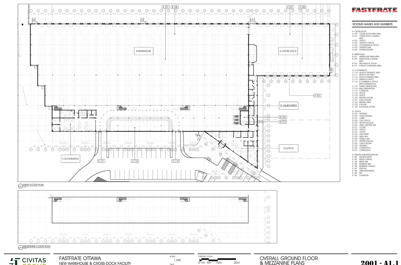 Construction site plan for project from page 1 of the file '2022-02-09 - Architectural Floor Plans & Building Elevations - D07-12-21-0127'